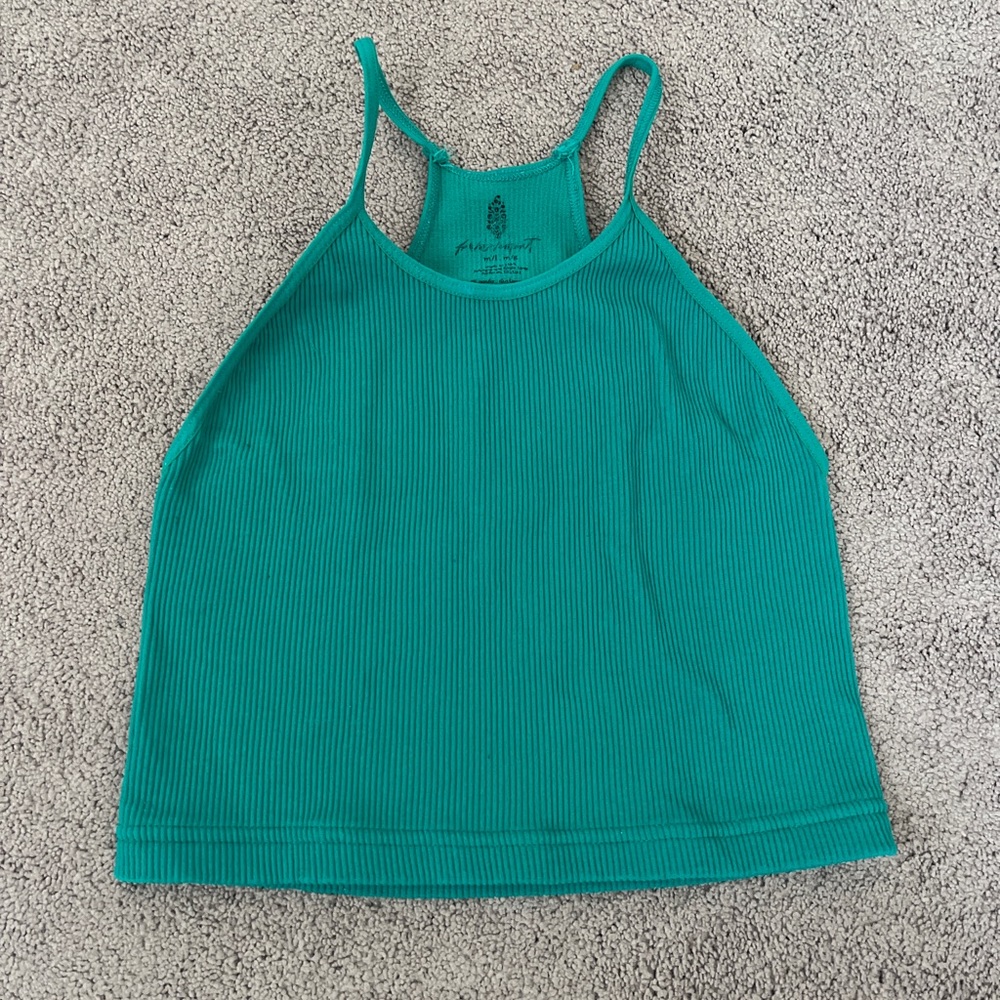 Free People Movement Happiness Cropped Run Tank in Blue/Teal M/L